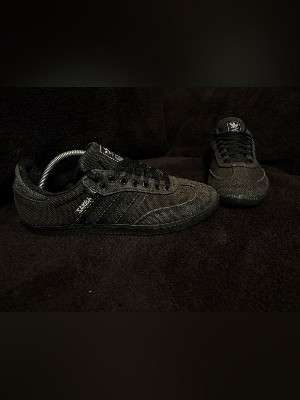 Adidas Vintage Samba Hemp Black Distressed Trefoil Rare Sneakers Shoes Mens 10
